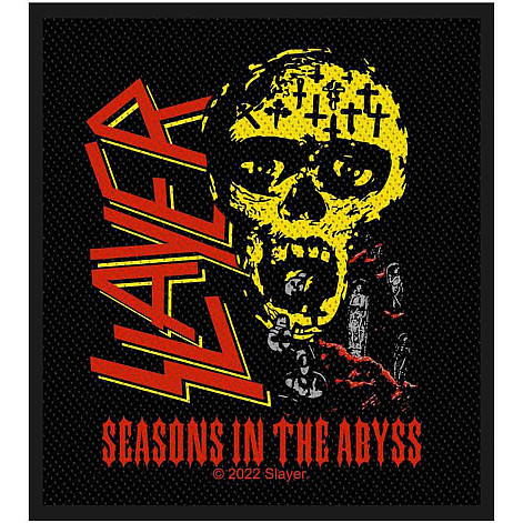 Slayer tkaná nášivka PES 100x50 mm, Seasons In The Abyss Skull