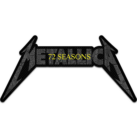 Metallica tkaná nášivka PES 100 x 40 mm, 72 Seasons Charred Logo Cut Out
