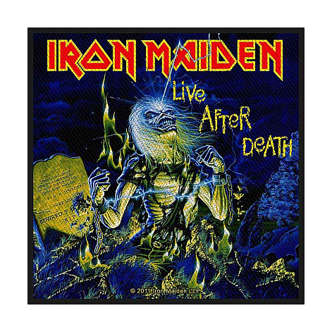 Iron Maiden tkaná nášivka PES 100x100 mm, Live After Death