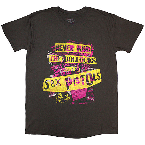 Sex Pistols tričko, NMTB Text Overlay Charcoal Grey, pánske