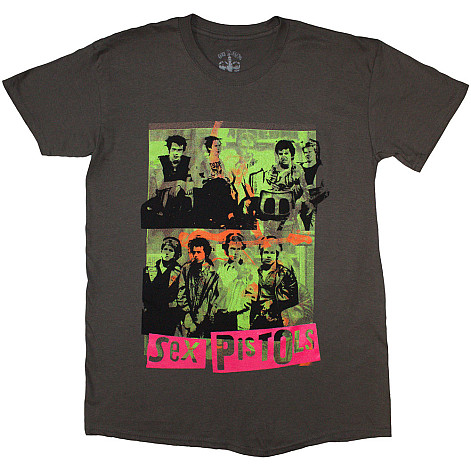 Sex Pistols tričko, Band Green Montage Charcoal Grey, pánske