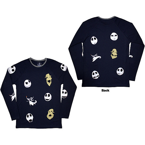 The Nightmare Before Christmas tričko dlhý rukáv, Heads Navy Blue, pánske