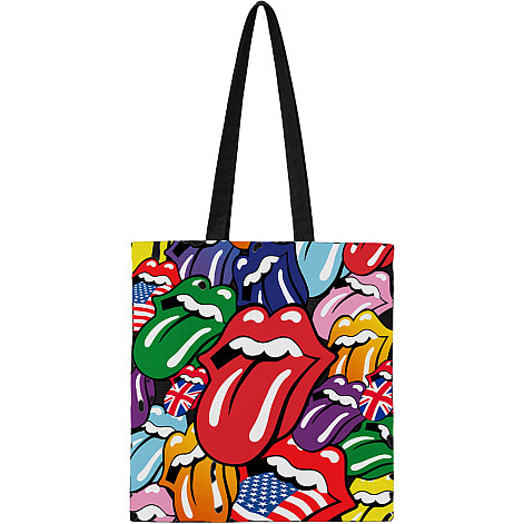 Rolling Stones bavlněná nákupná taška 42x37x10 cm, Tongues Multicolor