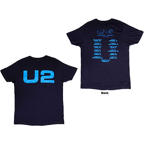 U2 tričko, Logo E+I 2018 Tour Dates BP Navy Blue, pánske
