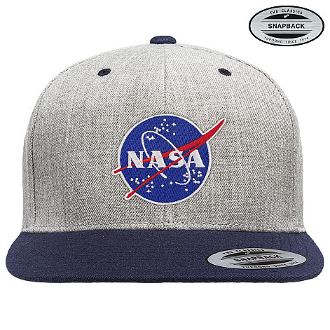 NASA šiltovka, NASA Insignia Premium Snapback Heather Grey Navy Onesize, unisex