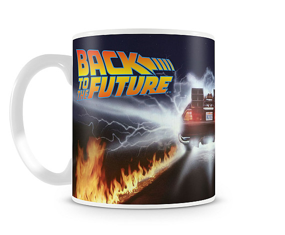 Back to The Future keramický hrnček 250 ml, Delorean Fire Tracks