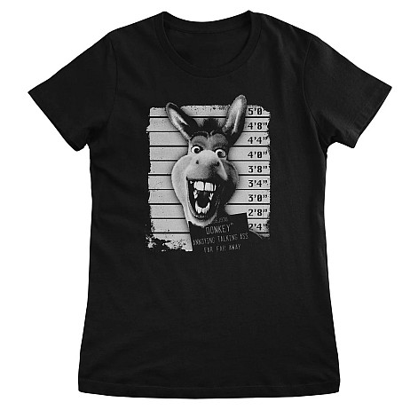 Shrek tričko, Donkey MugShot Girly Black, dámske