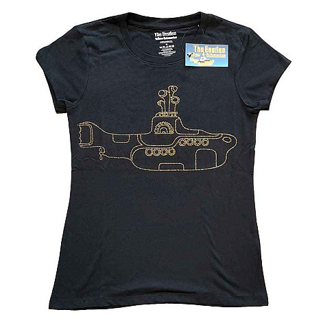 The Beatles tričko, Yellow Submarine Embellished Black, dámske