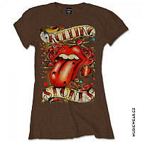 Rolling Stones tričko, Tongue & Stars Brown, dámske