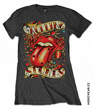 Rolling Stones tričko, Tongue & Stars Grey, dámske