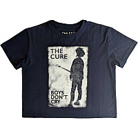 The Cure crop tričko, Boys Don't Cry B&W Navy Blue, dámske