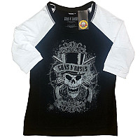 Guns N Roses tričko, Faded Skull Raglan Black&White, dámske