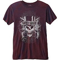 Guns N Roses tričko, Faded Skull Navy Red Burnout, pánske