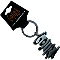 Gojira kovová kľúčenka 45x30 mm, Logo Black Silver Zinc