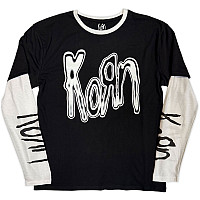 Korn tričko dlhý rukáv, Metallic Logo Black & White, pánske