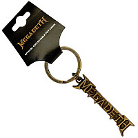 Megadeth kovová kľúčenka 55x14 mm, Gold Logo Zinc
