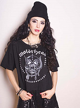 Motorhead tričko, Skulls & Aces Glitter Boxy, dámske