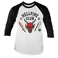 Stranger Things tričko, Hellfire Club Baseball LS White Black, pánske