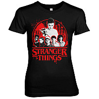 Stranger Things tričko, Stranger Things Distressed Girly Black, dámske