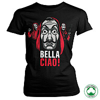 La Casa De Papel tričko, Bella Ciao! Organic Cotton Girly Black, dámske