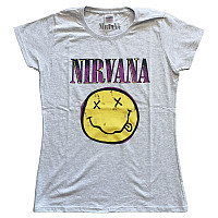 Nirvana tričko, Xerox Smiley Pink Girly Grey, dámske