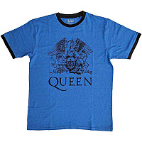 Queen tričko, Crest Logo Ringer Eco Blue, pánske
