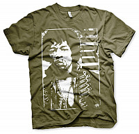 Jimi Hendrix tričko, JH Distressed Olive, pánske