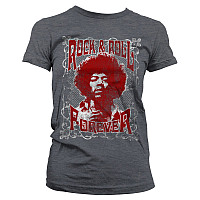 Jimi Hendrix tričko, Rock 'n Roll Forever Light Grey, dámske