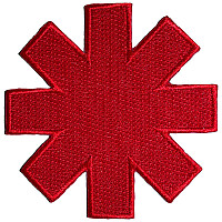 Red Hot Chili Peppers tkaná nažehlovačka PES 75 x 75 mm, Asterisk Cut-Out Red Border