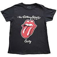 Rolling Stones tričko, Sixty Plastered Tongue Suede Applique Black, dámske