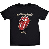 Rolling Stones tričko, Sixty Plastered Tongue Suede Applique Black, pánske