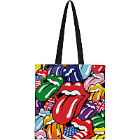 Rolling Stones bavlněná nákupná taška 42x37x10 cm, Tongues Multicolor