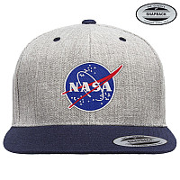 NASA šiltovka, NASA Insignia Premium Snapback Heather Grey Navy Onesize, unisex