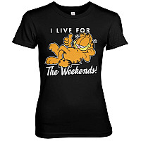 Garfield tričko, Live For The Weekend Girly Black, dámske