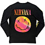 Nirvana tričko dlhý rukáv, Gradient Happy Face BP Black, pánske